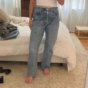 90's Pinch Waist High Rise Straight Jeans